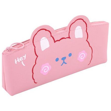 Пенал ЮНЛАНДИЯ ЮНИОР, 1 отделение, искусственная кожа, Pink bear, 20х9х7 см, 273818 