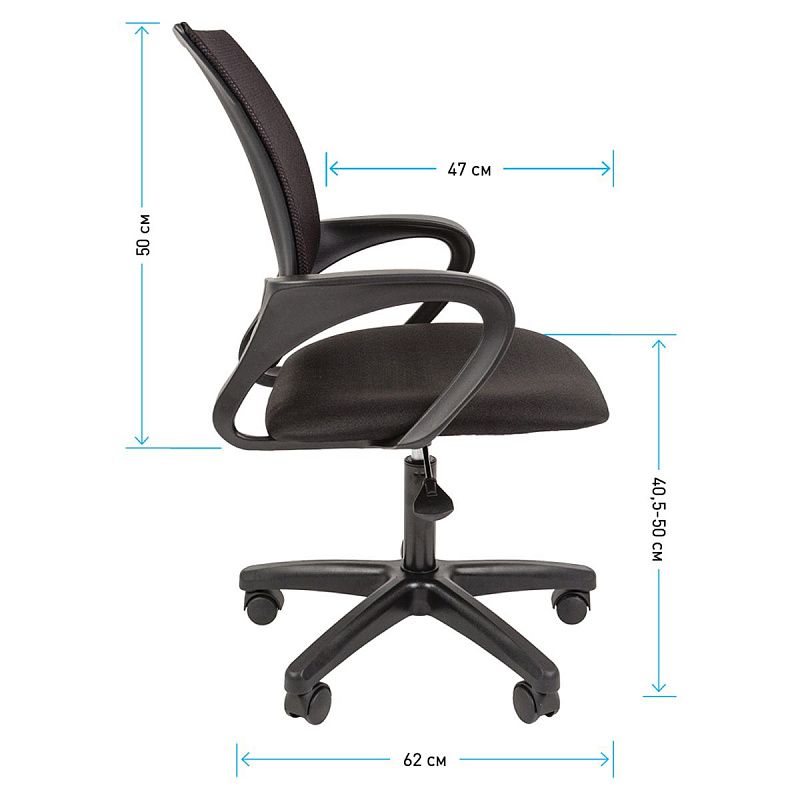 Кресло оператора Helmi HL-M96 R "Airy", спинка сетка черная/сиденье ткань черная, пиастра