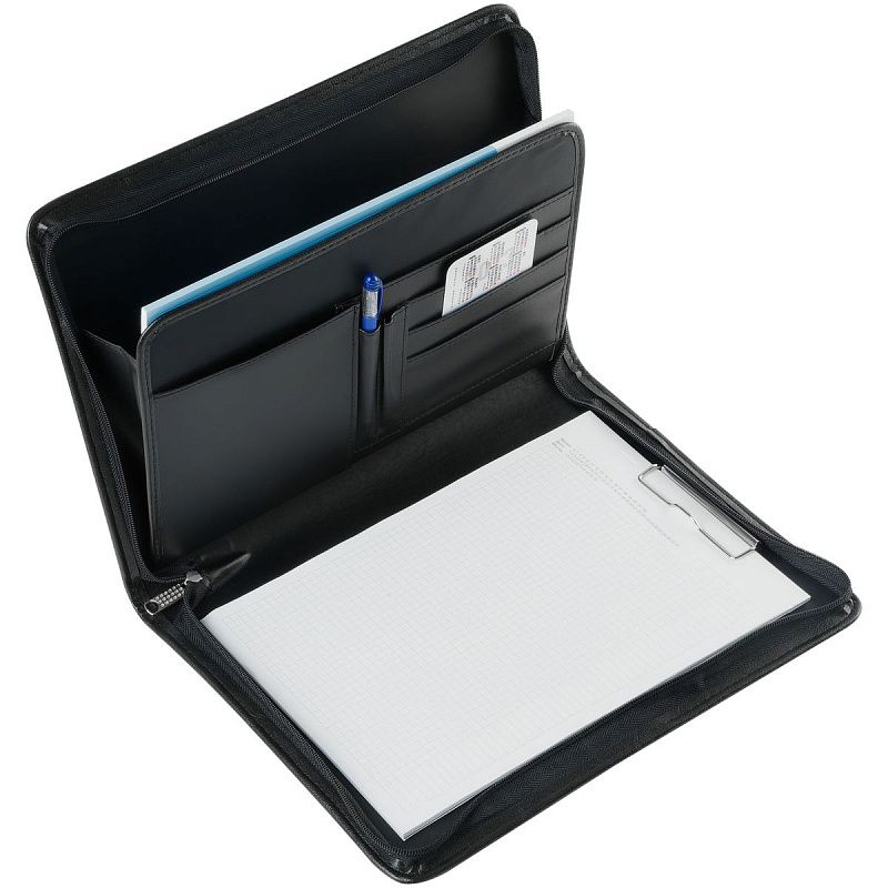 Папка деловая OfficeSpace "Valencia" кожзам., на молнии, зажим для бумаг 