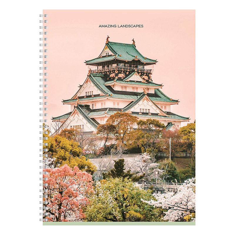 Тетрадь 120л., А4, клетка, на гребне BG "Удивительный пейзаж", глянцевая ламинация