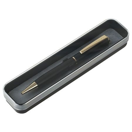 Ручка шариковая Luxor "Rado" синяя, 0,7мм, корпус черный/золото, поворотный механизм, футляр 