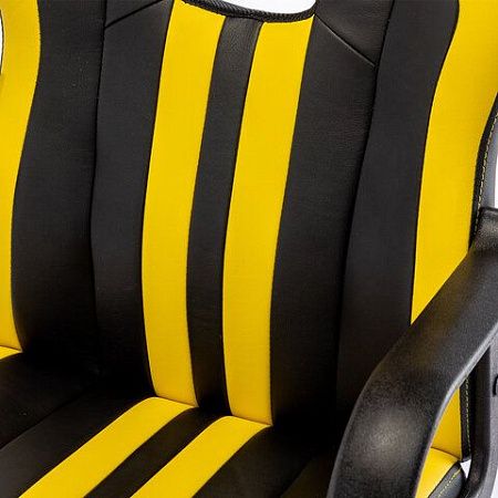 Кресло компьютерное BRABIX "Stripe GM-202", экокожа, черное/желтое, 532510