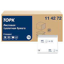 Бумага туалетная листовая Tork "Universal" (T3), 1-слойная, 250лист./пачка, белая