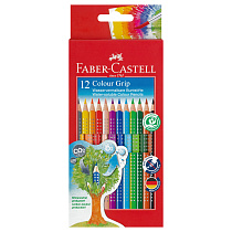 Карандаши цветные Faber-Castell "Grip", 12цв., трехгран., заточен., картон, европодвес