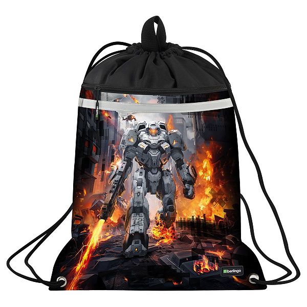 Мешок для обуви 1 отделение Berlingo "Battle For The Future", 360*460мм, вентиляционная сеточка , светоотражающая лента, карман на молнии