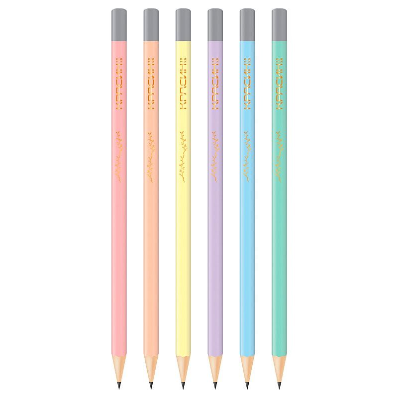 Карандаш ч/г Красин "Пастель" ТМ (НВ),  трехгр., заточен., ассорти. 