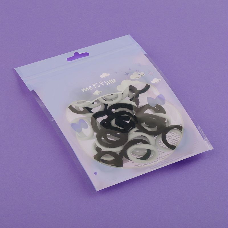 Резинки для волос MESHU, черные и белые, 40шт., диаметр 2,5см, европодвес