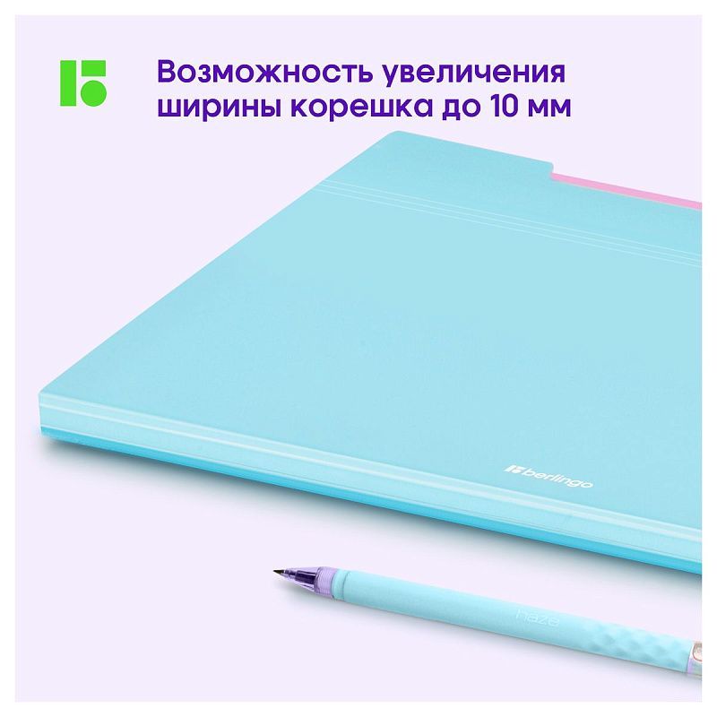 Папка 5 отделений Berlingo "Haze", А4, 600мкм, на кнопке, голубая, софт-тач 