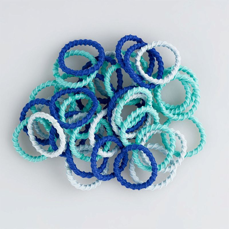 Резинки для волос MESHU, тонкие, синие ассорти, диаметр 2см, 90шт., пластиковый бокс