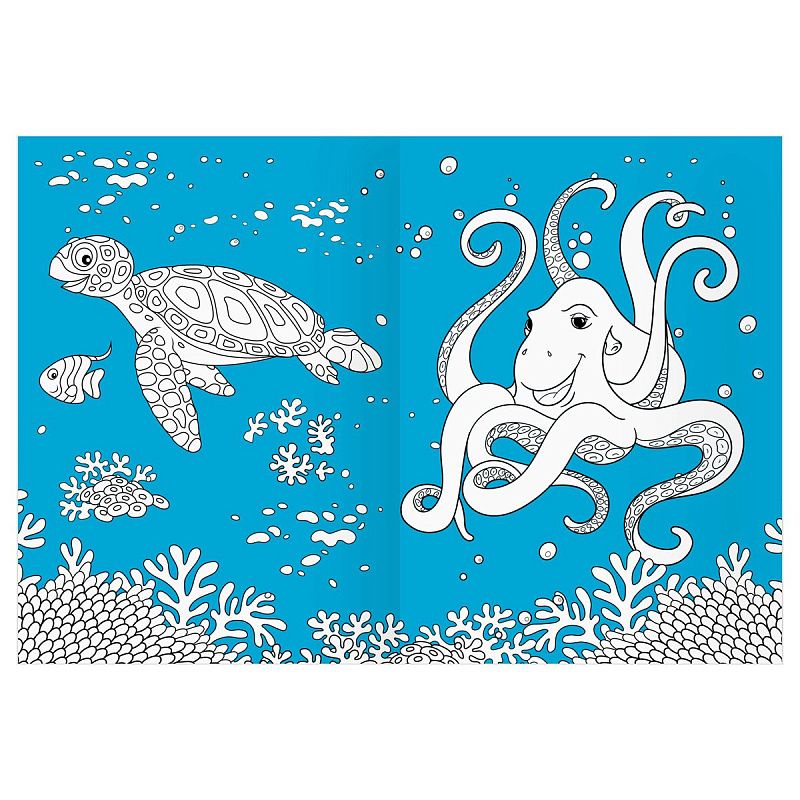Раскраска А4 ТРИ СОВЫ "Морские животные", 16стр., цветной фон