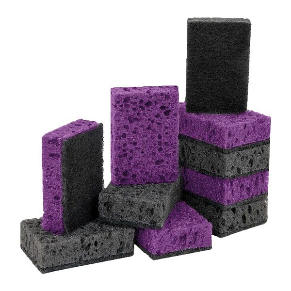 Губки для посуды OfficeClean, Premium, крупнопористый поролон с абразивным слоем, фиолетовые/черные, 9*6*4см, 10шт