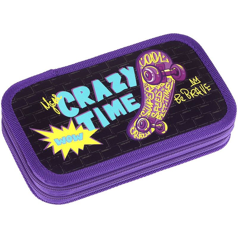 Пенал 2 отделения, 190*105 ArtSpace "Crazy time", ламинированный картон 