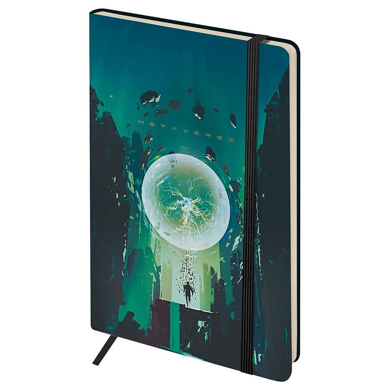 Записная книжка А5 80л. ЛАЙТ, кожзам, Greenwich Line "Future. Lightning ball", с резинкой, тиснение фольгой, блок в линию