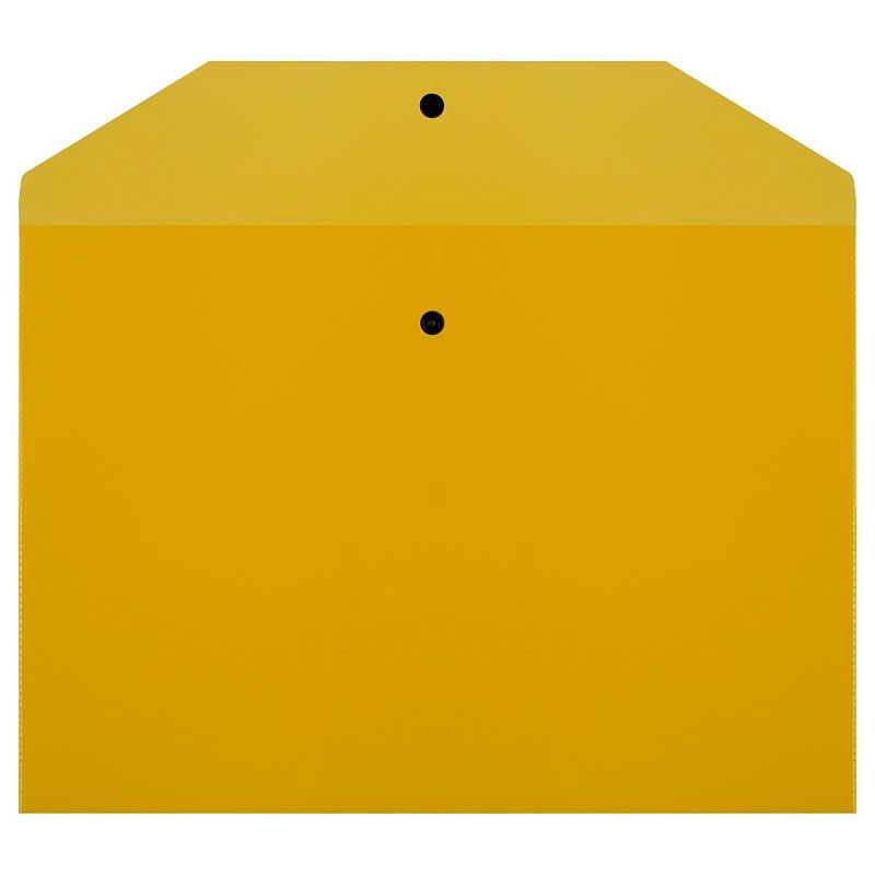 Папка-конверт на кнопке СТАММ А4, 120мкм, пластик, прозрачная, желтая 