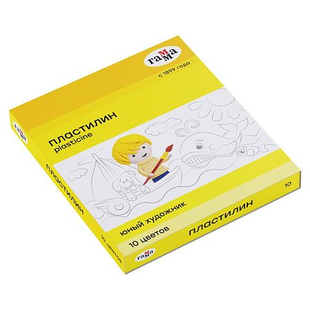 Пластилин Гамма "Юный художник" NEW, 10 цветов, 140г, со стеком, картон. упаковка