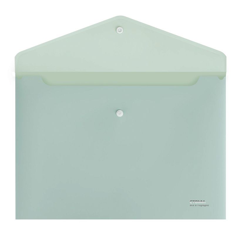 Папка-конверт на кнопке СТАММ "Акцент" А4, 180мкм, пластик, непрозрачная, эвкалиптовая 