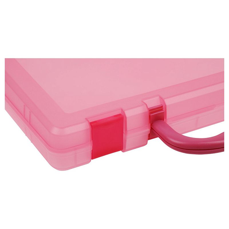 Портфель-кейс 1 отделение СТАММ, А4, 275*375*57мм, на защелках, тонированный розовый 