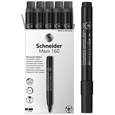 Маркер перманентный Schneider "Maxx 160" черный, пулевидный, 3мм 