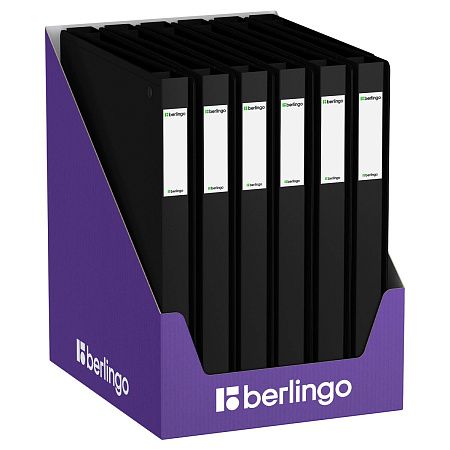 Папка на 4 кольцах Berlingo "Soft Touch", 24мм, 700мкм, черная, D-кольца, с внутр. карманом 