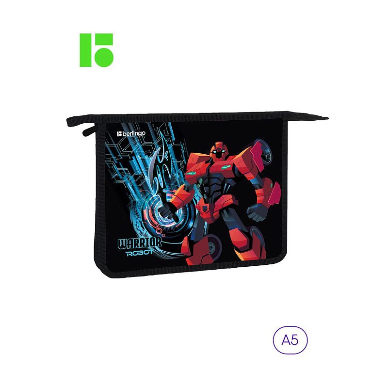 Папка для тетрадей 1 отделение, А5 Berlingo "Warrior Robot", 240*205*40мм, пластик, на молнии 