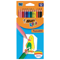 Карандаши цветные BIC "Tropicolors", 12 ЦВЕТОВ, пластиковые, европодвес, 83256610