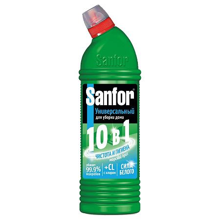 Чистящее средство для сантехники Sanfor "Universal 10в1. Морской бриз", гель с хлором, 750мл 