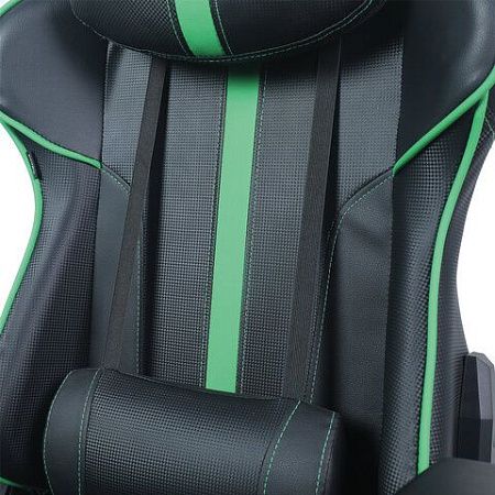 Кресло компьютерное BRABIX "GT Carbon GM-120", две подушки, экокожа, черное/зеленое, 531929