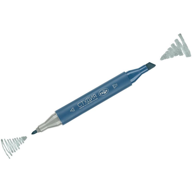 Маркер двусторонний для скетчинга Гамма "Студия", серый лед, корпус трехгранный, пулевид./клиновид. наконечники