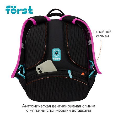 Рюкзак Först F-Cloud "Butterfly Harmony" 37*28,5*16,5см, 3 отделения, 3 кармана, анатомическая спинка 