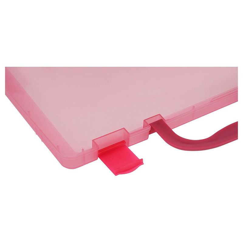 Портфель-кейс 1 отделение СТАММ, А4, 275*375*57мм, на защелках, тонированный розовый 