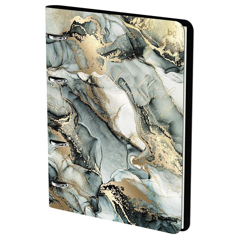 Тетрадь на кольцах А5, 120л., кожзам,  BG "Marble", иск. кожа, тиснение фольгой