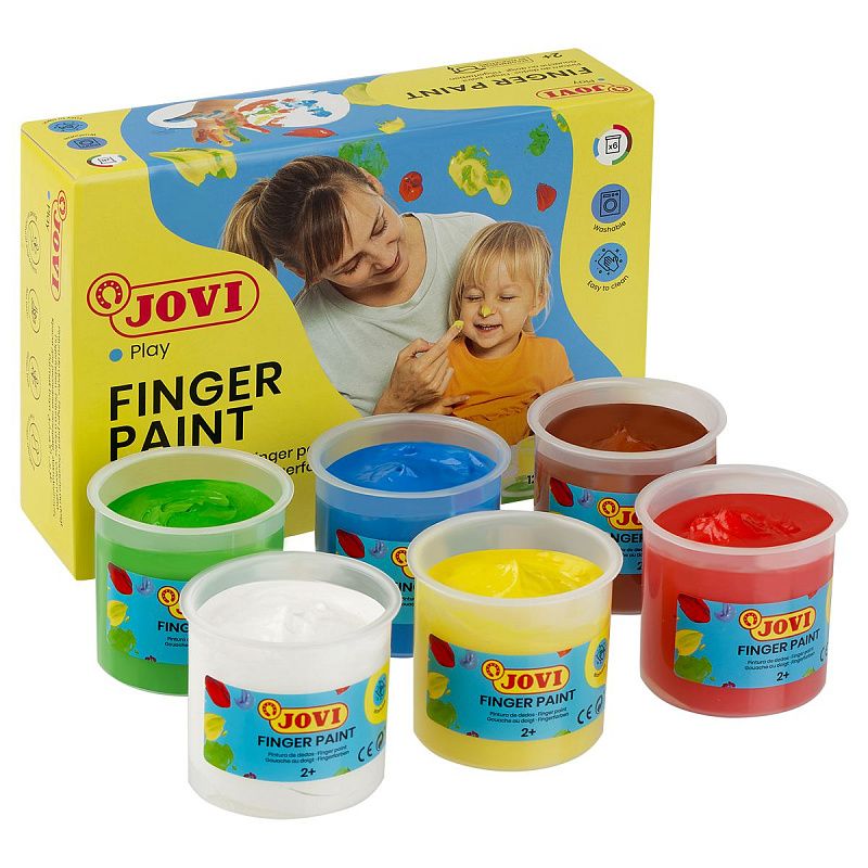 Краски пальчиковые JOVI, 06 цветов, 750г, картон