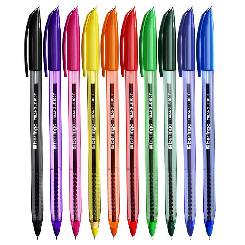 Набор шариковых ручек Berlingo "Triangle 100T" 10шт., 10цв., 0,7мм, корпус ассорти 