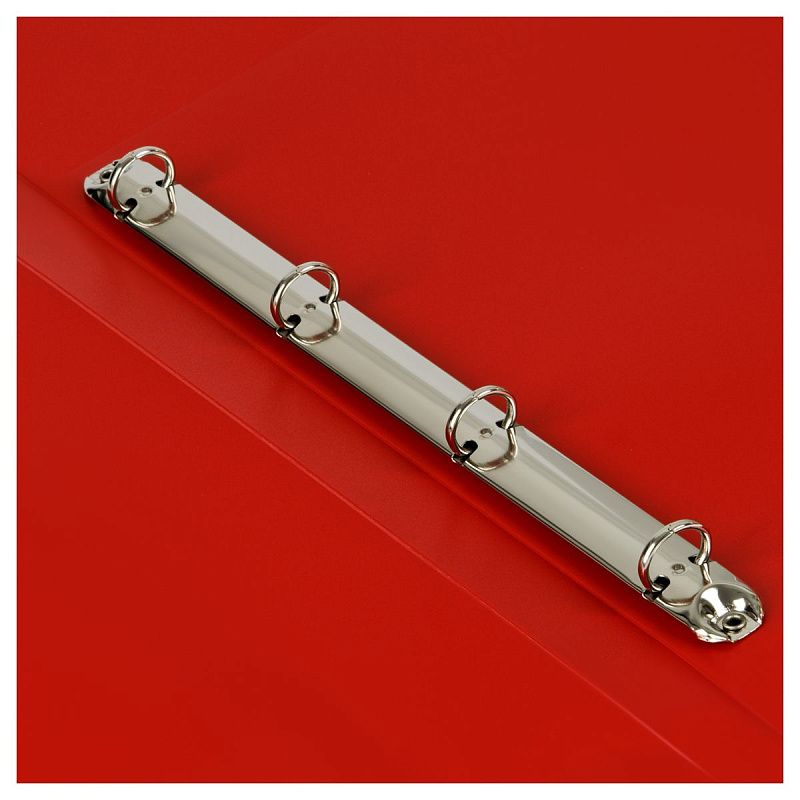 Папка на 4 кольцах СТАММ "Стандарт" А4, 25мм, 700мкм, пластик, красная 