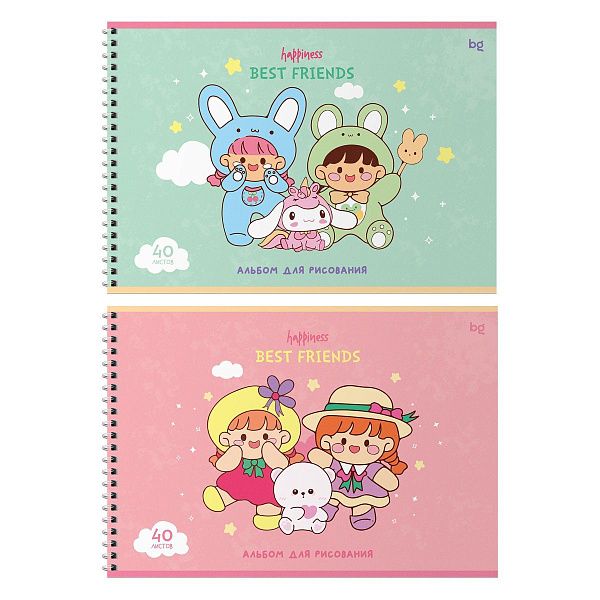 Альбом для рисования 40л., А4, на гребне BG "Лучшие друзья"