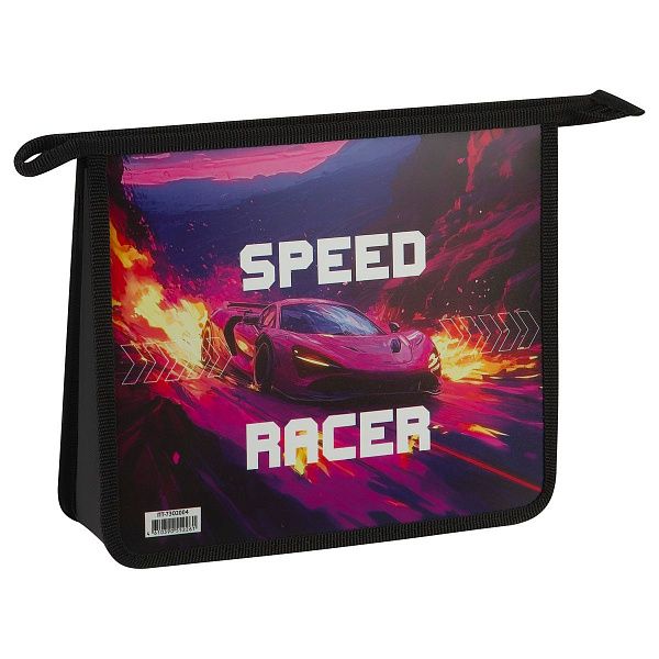 Папка для тетрадей 2 отделения, ArtSpace "Speed Racer", А5, пластик, на молнии