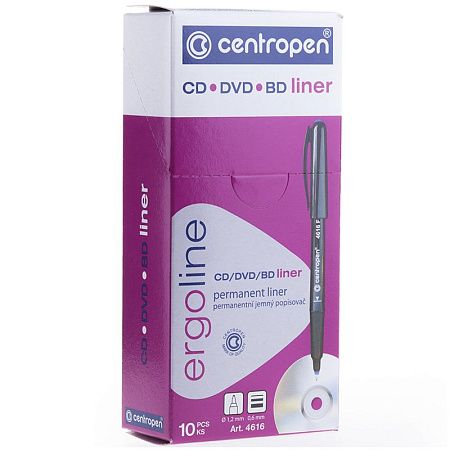 Маркер перманентный для CD/DVD Centropen "4616" черный, 0,6мм 
