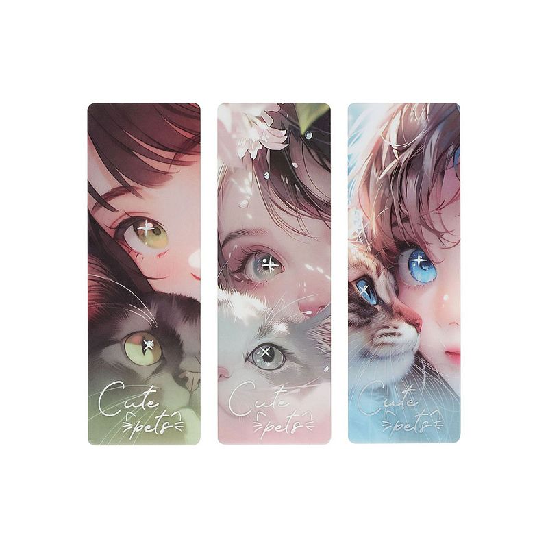 Закладки  для книг, 3шт., 135*45мм,  MESHU "Милая девушка" 