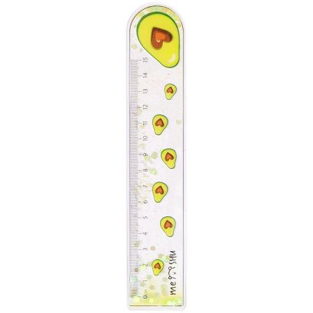 Линейка 15см MESHU "Avocado" ПВХ с блестками, гибкая, ассорти, европодвес 