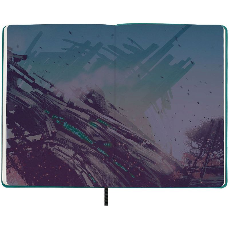 Записная книжка А5 80л. ЛАЙТ, кожзам, Greenwich Line "Future. Broken spaceship", с резинкой, тиснение фольгой, блок в линию