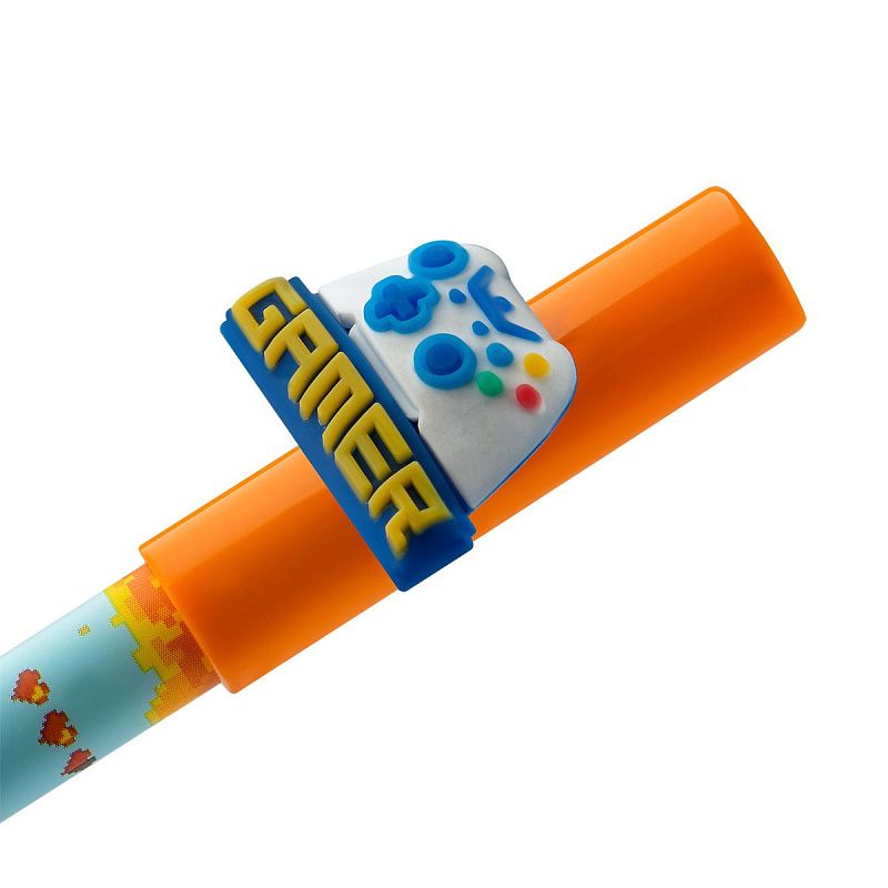 Ручка гелевая стираемая MESHU "Games" синяя, 0,5мм, корпус ассорти, с топпером 