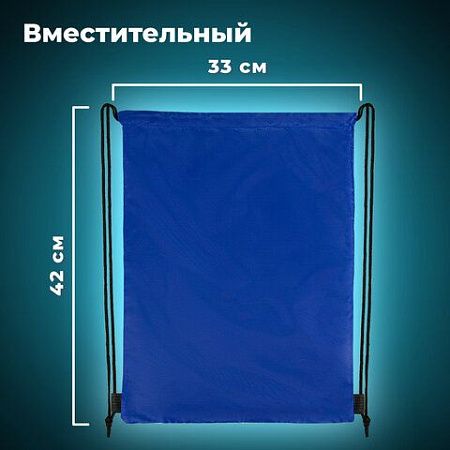 Мешок для обуви BRAUBERG ПРОЧНЫЙ, на шнурке, синий, 42x33 см, 227140 