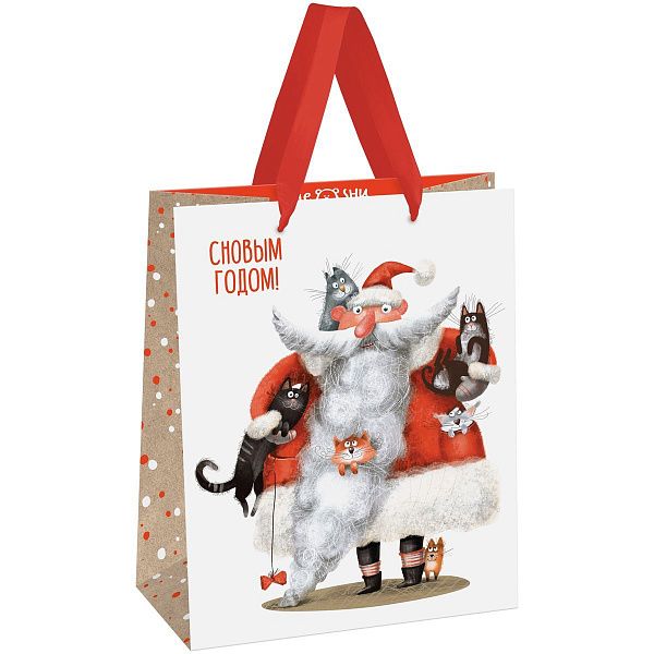 Пакет подарочный 18*23*10см MESHU "Father Frost", крафт
