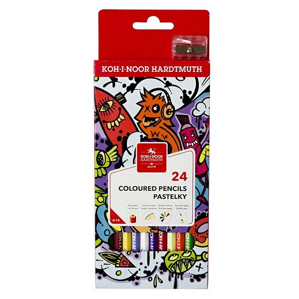 Карандаши цветные Koh-I-Noor "Teenage", 24цв., заточен., картон, европодвес