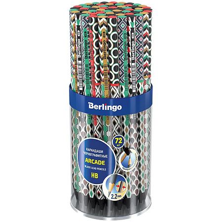 Карандаш ч/г Berlingo "Arcade" HB, круглый, черное дерево, заточен 