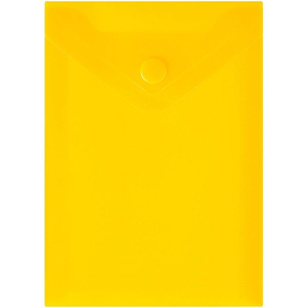 Папка-конверт на кнопке СТАММ А6 (105*148мм), 150мкм, пластик, прозрачная, желтая