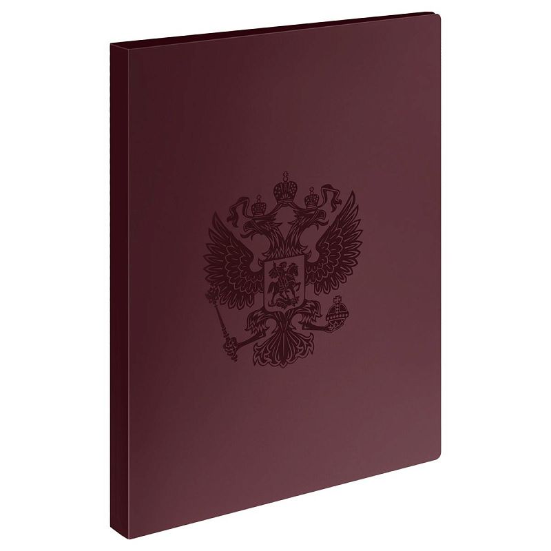 Папка с 40 вкладышами СТАММ "Герб" А4, 21мм, 700мкм, пластик, гранат