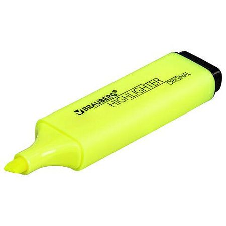 Текстовыделитель BRAUBERG "ORIGINAL NEON", ЖЕЛТЫЙ, линия письма 1-5 мм, 152211 