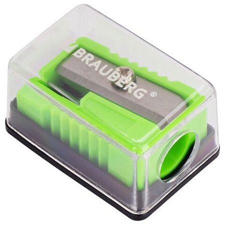 Точилка BRAUBERG "Assistant Mini", с контейнером, пластиковая, корпус ассорти, 228458 