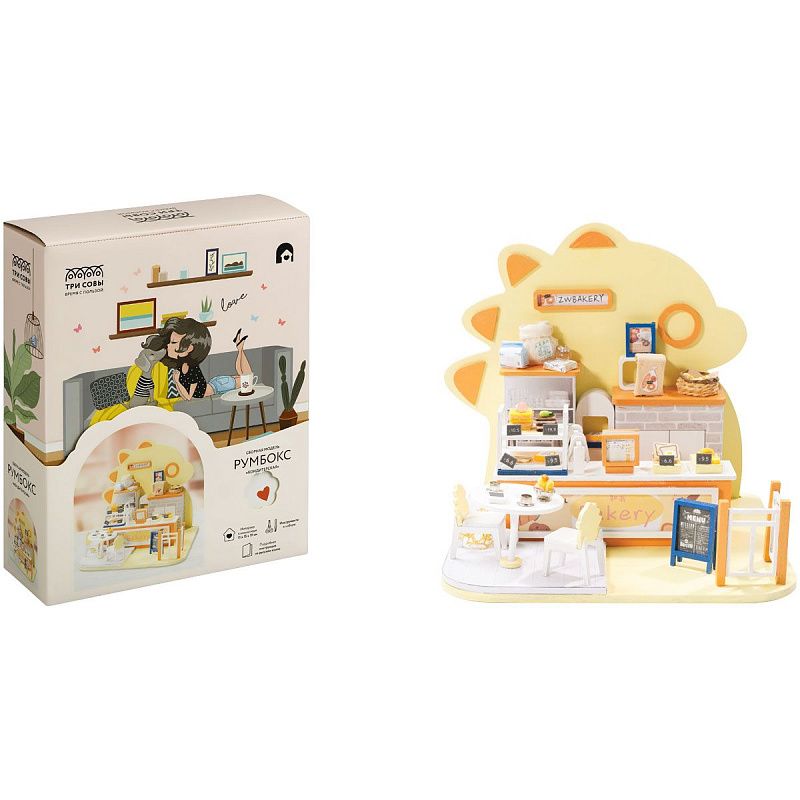 Сборная модель ТРИ СОВЫ, Румбокс "Кондитерская", 15*15*19см, картонная коробка